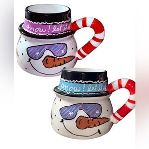 Festive Snowman Mugs with Candy Cane Handles Joanne Delomba